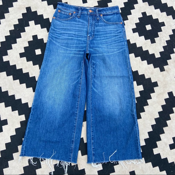 Madewell Denim - Madewell Wide Leg Crop Jeans-Frayed